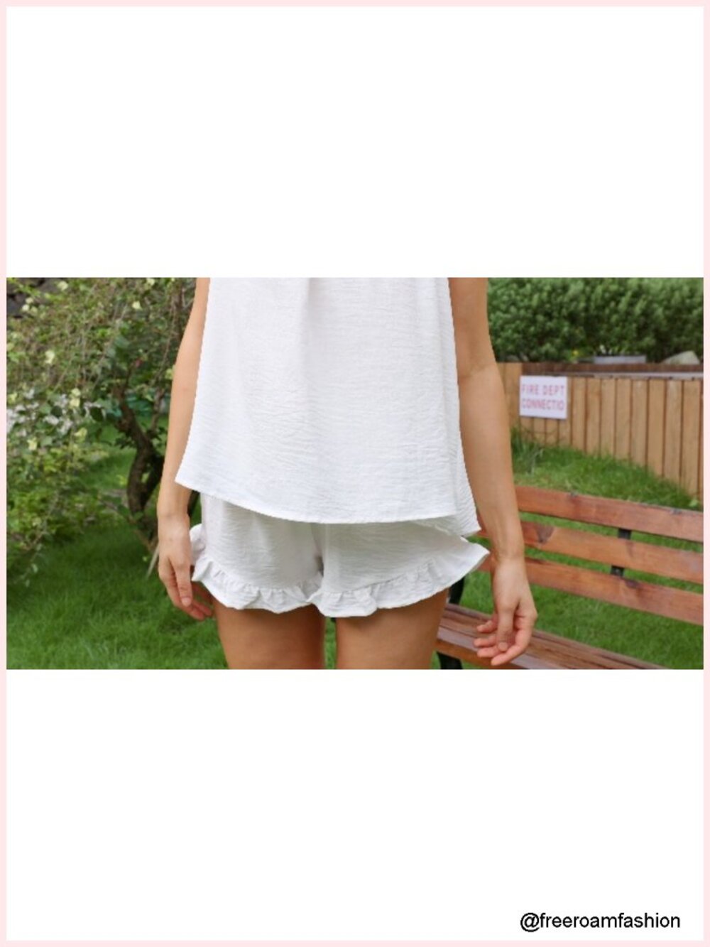 2 Piece Ruffle Pajama Set Tank Top and Shorts Sleepwear - Picture 6 of 6
